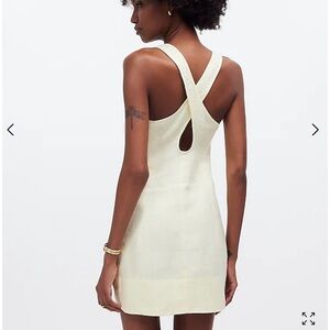 NWT Madewell Cross-Back A-Line Mini Dress in Linen size 00 butter yellow classic